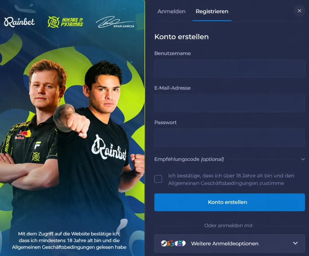 Rainbet Registrierung