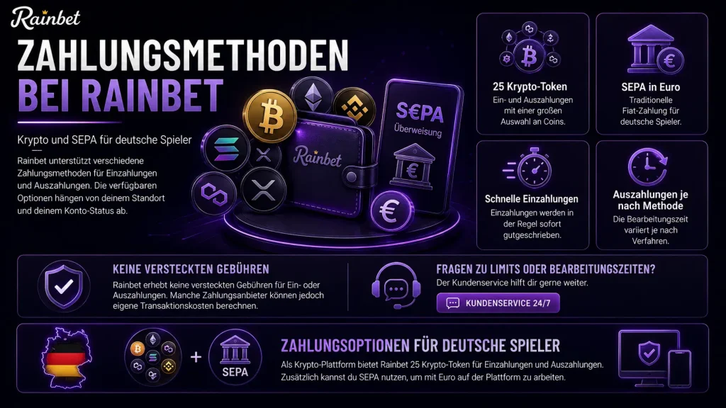 Rainbet Zahlungsmethoden